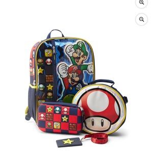 NWT Nintendo Here We Go Boys 17" 4-Piece Backpack Set